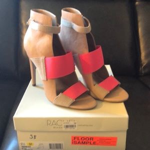 Rachel Roy beige and hot pink heels